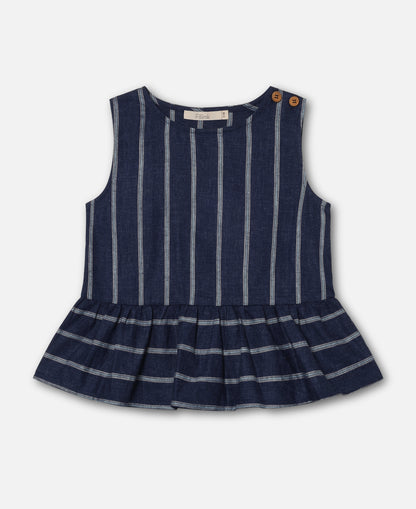 FLIINK VIRA SL TOP BLOUSE INSIGNIA BLUE / SANDSHELL