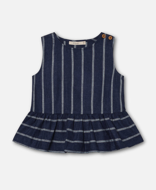 FLIINK VIRA SL TOP BLOUSE INSIGNIA BLUE / SANDSHELL