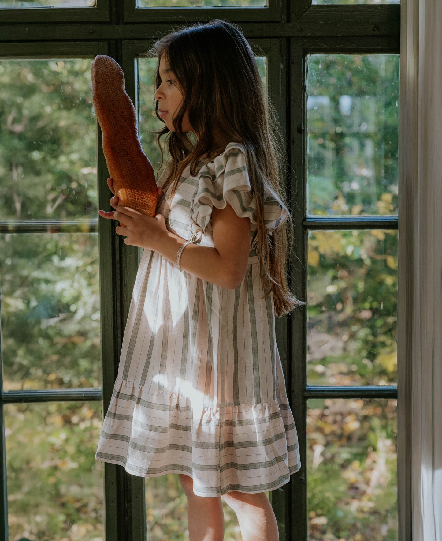 FLIINK VIRA SS DRESS DRESS HEDGE GREEN / SANDSHELL