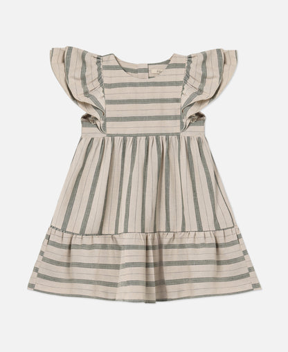 FLIINK VIRA SS DRESS DRESS HEDGE GREEN / SANDSHELL