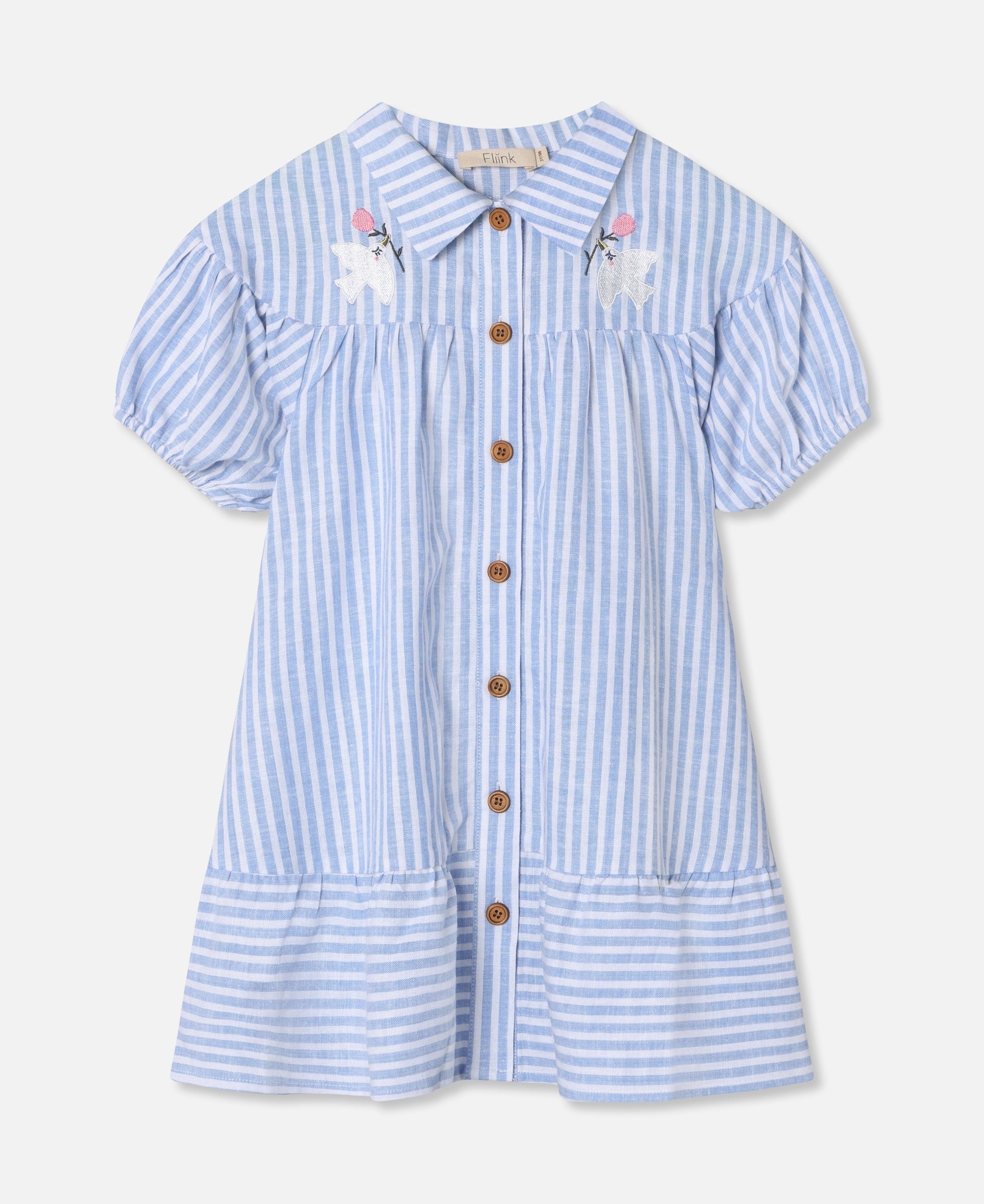FLIINK VIRA SS DRESS DRESS DREAM BLUE/ CLOUD DANCER