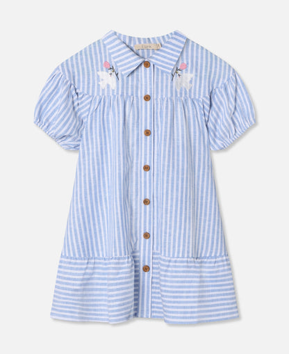 FLIINK VIRA SS DRESS DRESS DREAM BLUE/ CLOUD DANCER