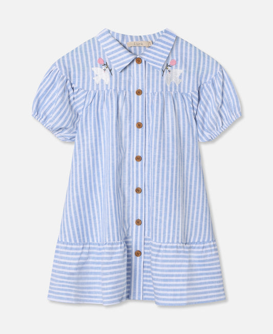 FLIINK VIRA SS DRESS DRESS DREAM BLUE/ CLOUD DANCER