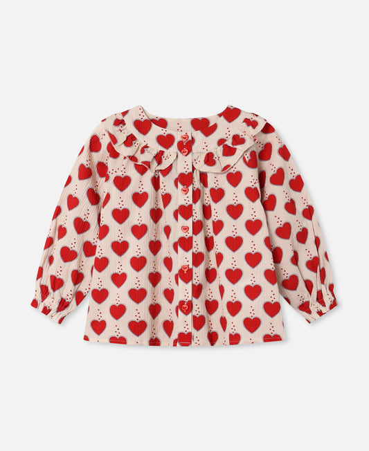 FLIINK WINTER HEART BLOUSE BLOUSE SANDSHELL AOP