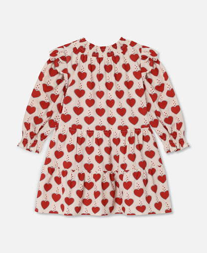 FLIINK WINTER HEART DRESS DRESS SANDSHELL AOP