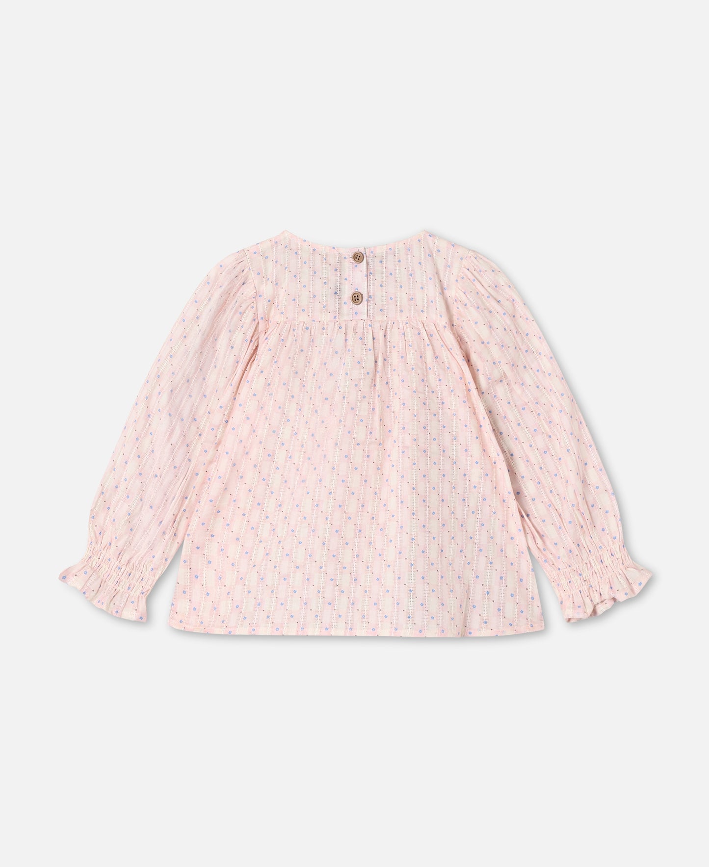 FLIINK ZORRO LS BOW BLOUSE BLOUSE CHALK PINK CHECK AOP