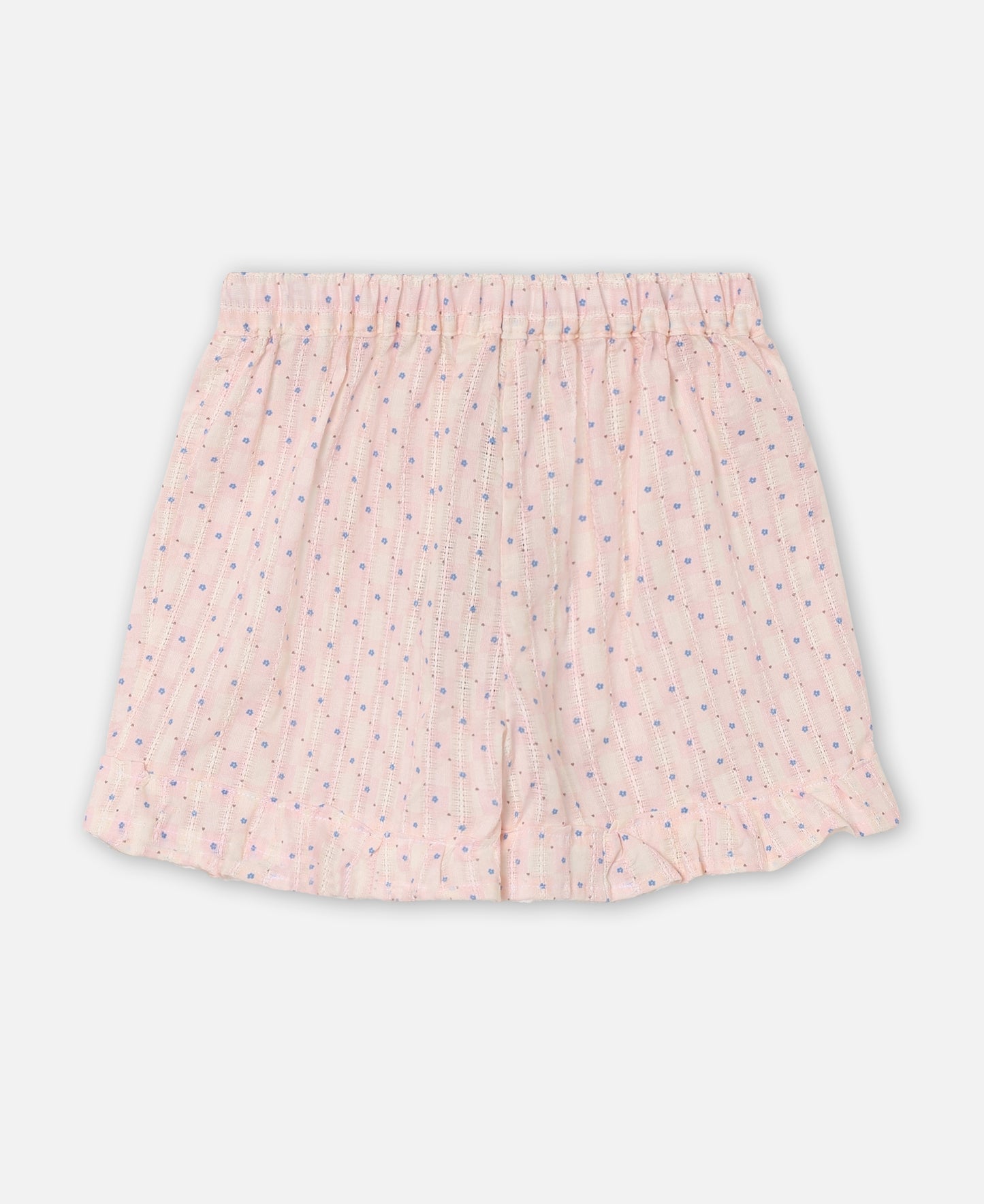 FLIINK ZORRO RUFFLE SHORTS SHORTS CHALK PINK CHECK AOP