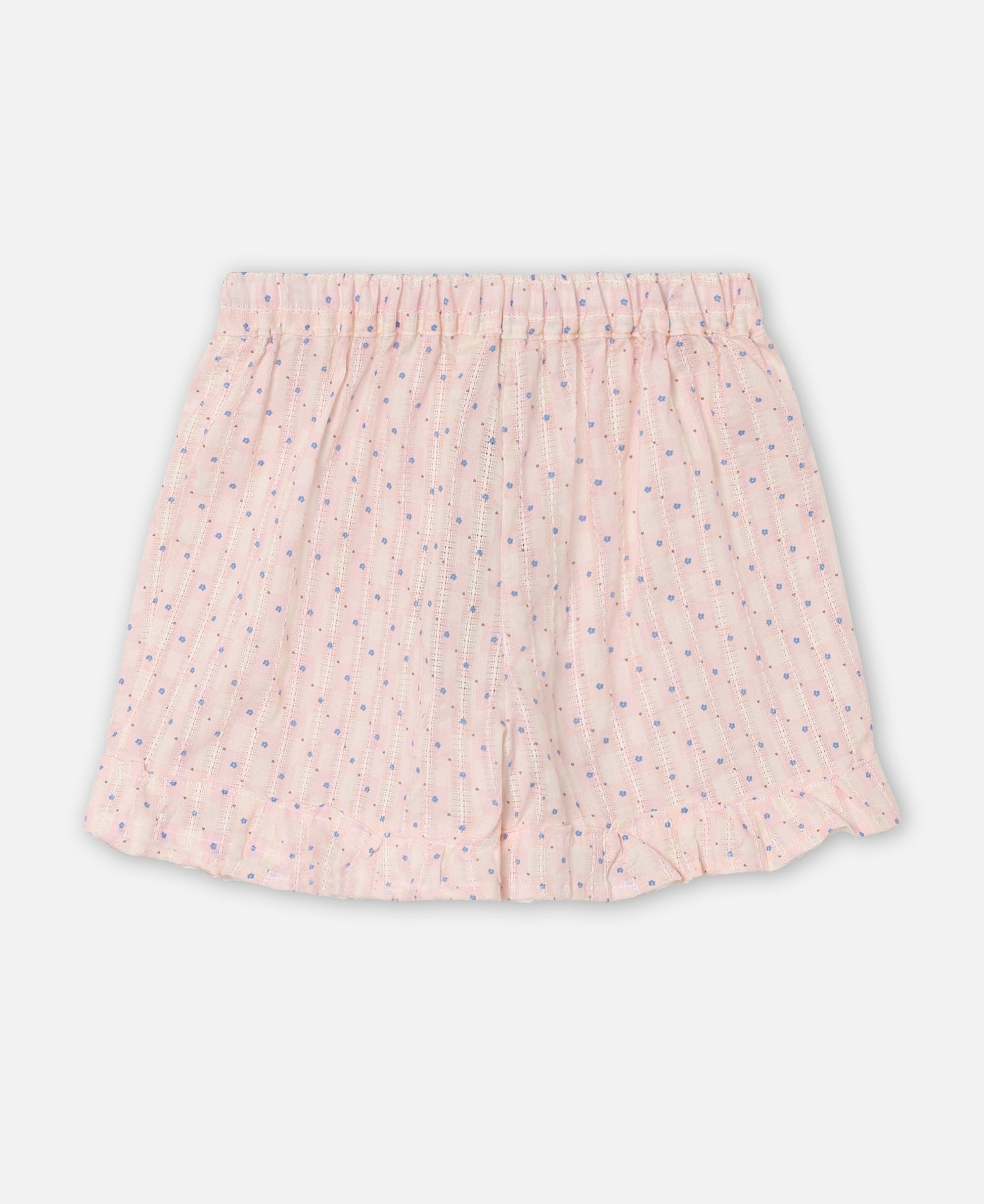 FLIINK ZORRO RUFFLE SHORTS SHORTS CHALK PINK CHECK AOP
