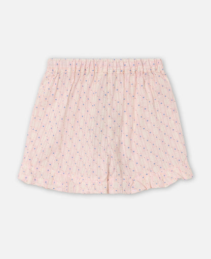 FLIINK ZORRO RUFFLE SHORTS SHORTS CHALK PINK CHECK AOP