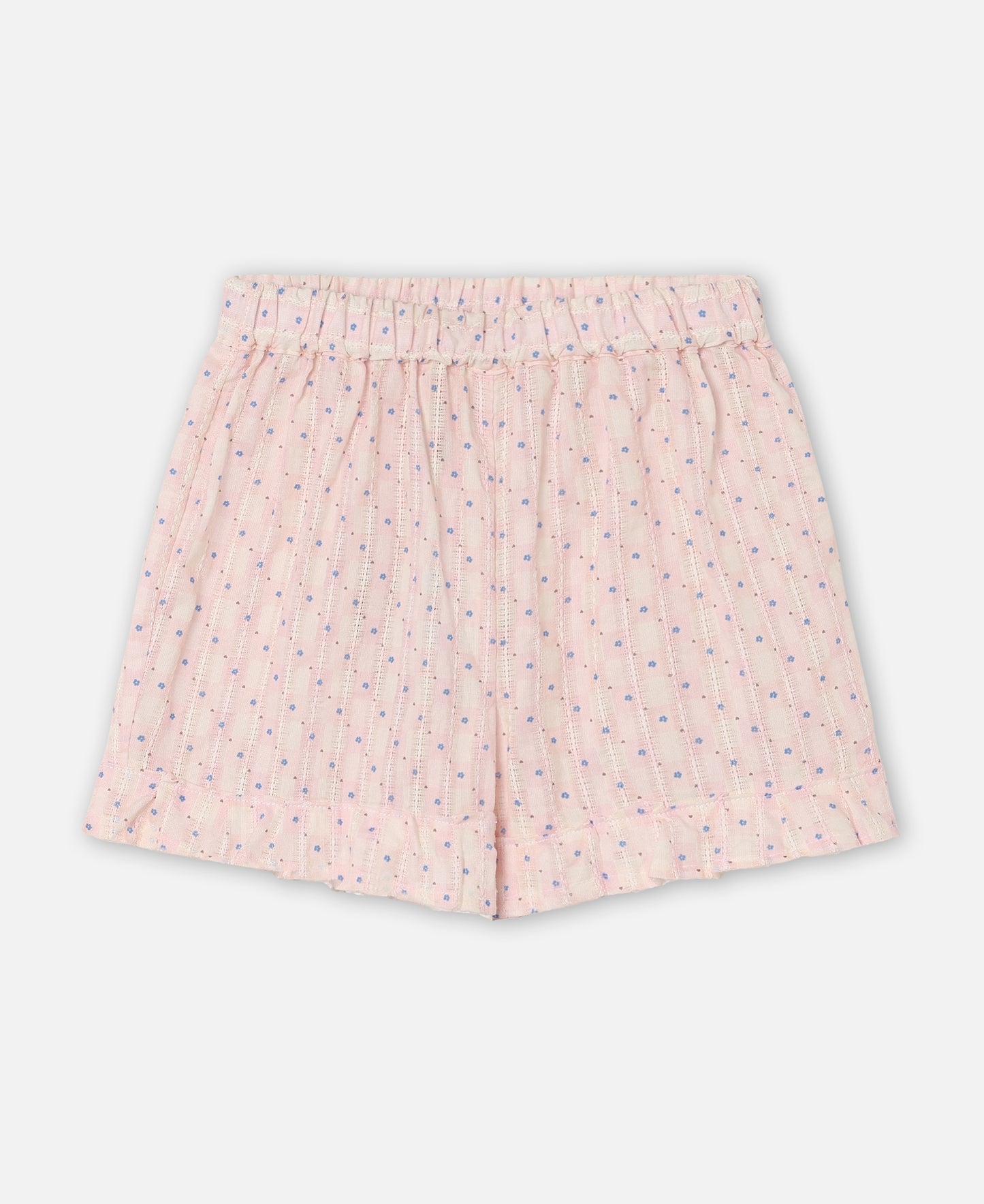 FLIINK ZORRO RUFFLE SHORTS SHORTS CHALK PINK CHECK AOP