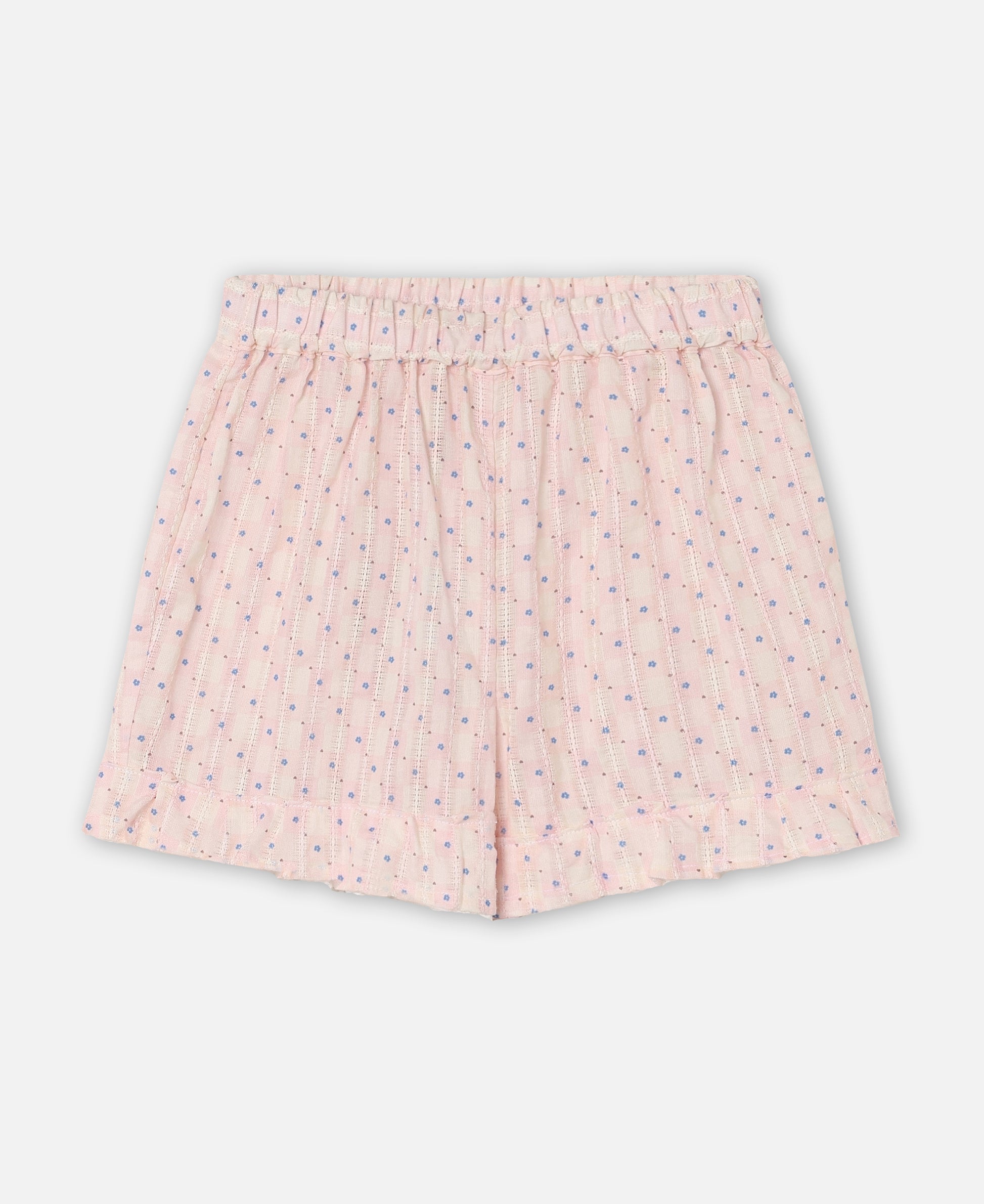 FLIINK ZORRO RUFFLE SHORTS SHORTS CHALK PINK CHECK AOP