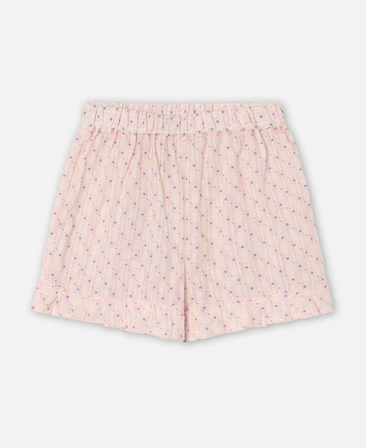 FLIINK ZORRO RUFFLE SHORTS SHORTS CHALK PINK CHECK AOP