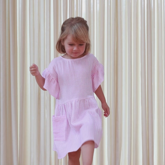 FLIINK CIAO STRIPE DRESS DRESS CLOUD DANCER PINK STRIPE